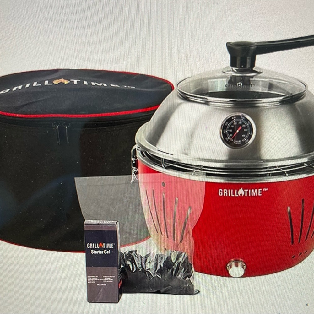 Grill Time Red Charcoal Grill with Accessories